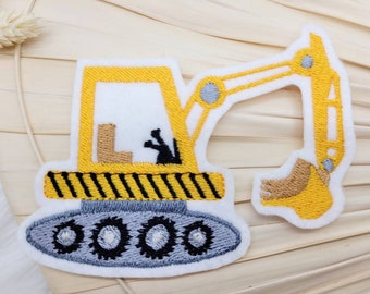 Excavator small iron-on sewing application kindergarten boy school birthday school bag orange shovel