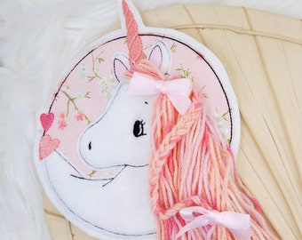 Aufnäher XL Einhorn Koralle rosen Pferd Button  hellrosa Einschulung Schultüte Patch  Nähen Applikation  Kindergarten Mädchen  Einschulung