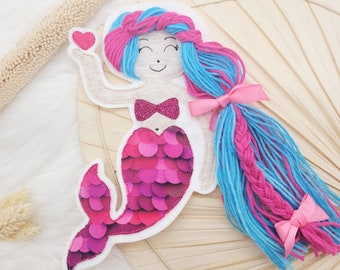 Mermaid sea fin scales braided school cone patch patch berry sewing application mermaid kindergarten girl school enrollment heart