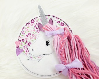 Aufnäher XL Einhorn Glitzer lila rosa  Pferd Button  Einschulung Schultüte Patch  Nähen Applikation  Kindergarten Mädchen  Einschulung