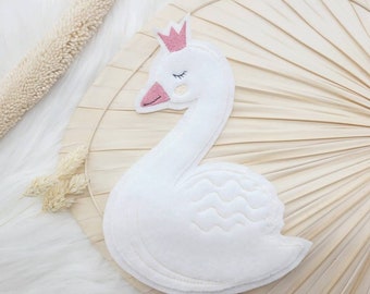 Patch XL Swan Patch Cartable Application Maternelle Filles Pâques Inscription Câlin Vieux Rose Lac Couronne