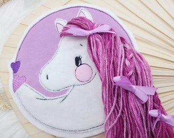 Patch XL bouton cheval baie rose clair lilas inscription scolaire cône scolaire patch sur demande application couture inscription maternelle filles