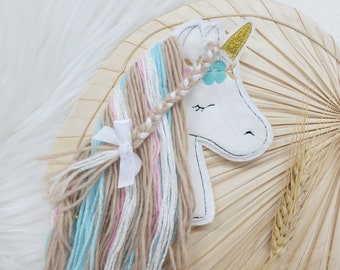 XL Einhorn Pferdekopf Pferd Einhorn Glitzer   Einschulung Schultüte Patch Aufnäher  Applikation  Kindergarten Mädchen Einschulung Blume Boho