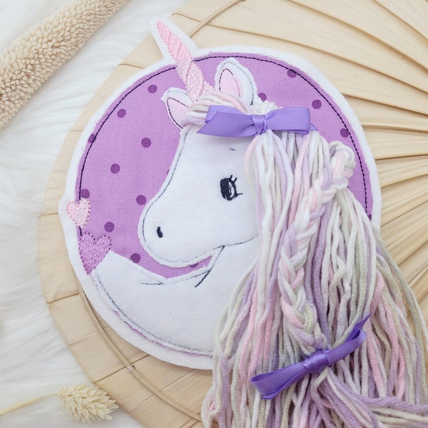 Aufnäher XL Einhorn lila , gelb weiß rosa  Pferd Button  Einschulung Schultüte Patch  Nähen Applikation  Kindergarten Mädchen  Einschulung