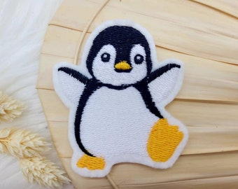 Kleiner Punguin Aufbügelbar Patch Aufnäher  auf Wunsch Nähen Applikation  Kindergarten Mädchen Einschulung  Geburtstag Schultüte schwarz