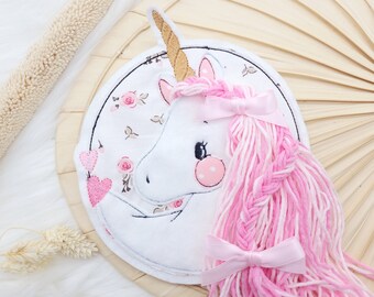 Patch XL unicorn light pink hearts pink horse button enrollment school cone patch sewing application kindergarten girl enrollment