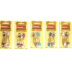 70s Hair Clips Hair Clips &quot;Mickey & Puppy&quot; 4 Pieces Selection New