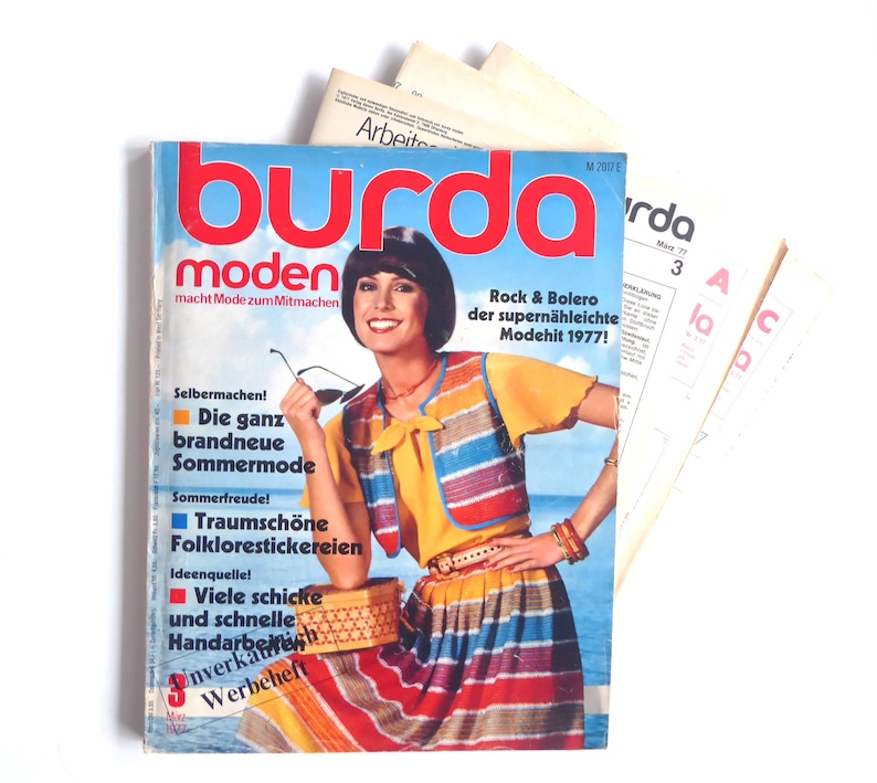 Vintage Burda Moden Magazine magazine 8/1977 sewing pattern booklet März 1977