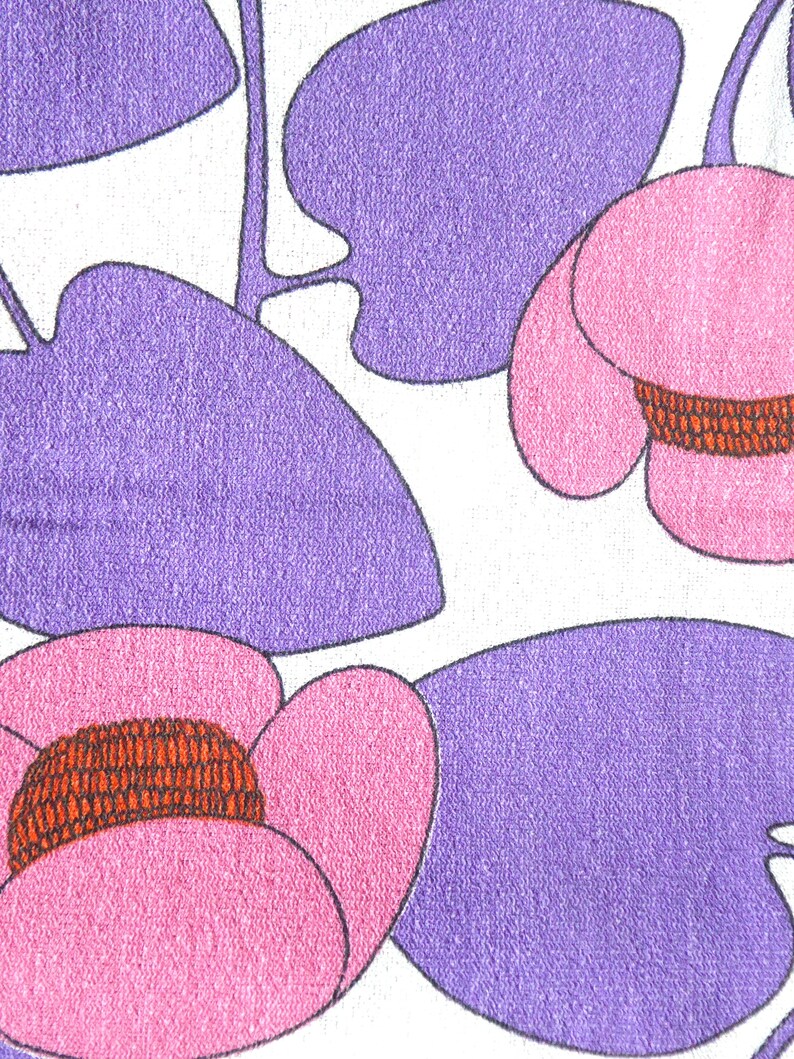 70s terry curtain Gardine water lily Pink Purple
