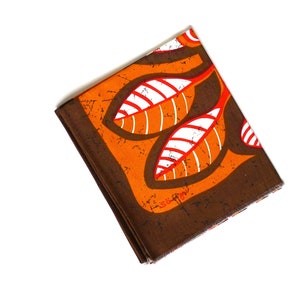 80s runner tablecloth &quot;Big Leafes&quot; brown-orange 87 x 39 cm Sängerform