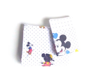 80er Kinderbettwäsche Bedding "Mickey" Weiss-Blau Disney