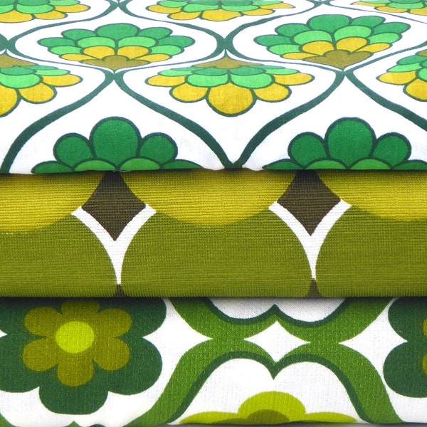 70er Stoff Fabric "Grün, grün, grün..." Auswahl Neu