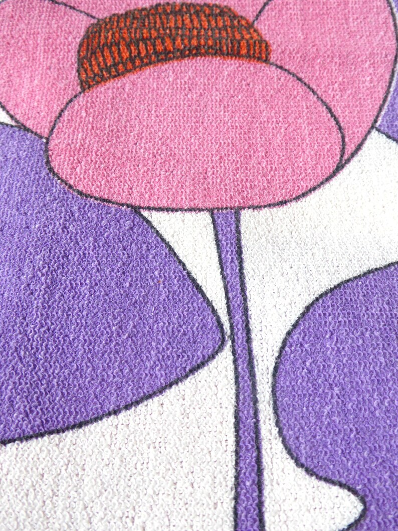 70s terry curtain Gardine water lily Pink Purple