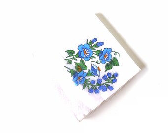 60s napkins "Blossoms Turquoise Blue" 20 pieces New