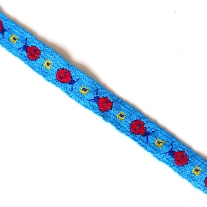70s Ribbon Border &quot;Lucky Beetle&quot; 18 mm Blue