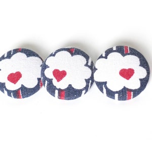 70s fabric buttons button set &quot;clouds&quot; 32 mm 3 pieces