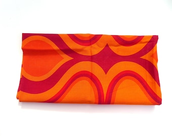 Tissu viscose tissu vintage « Drop it ! » Orange-rouge 155 x 118 cm