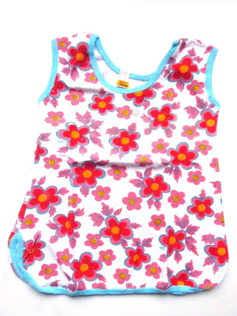 70's Terry Top Tunic "Dress you up!" White-Bunt Selection New Rosé - 140 EU kids'