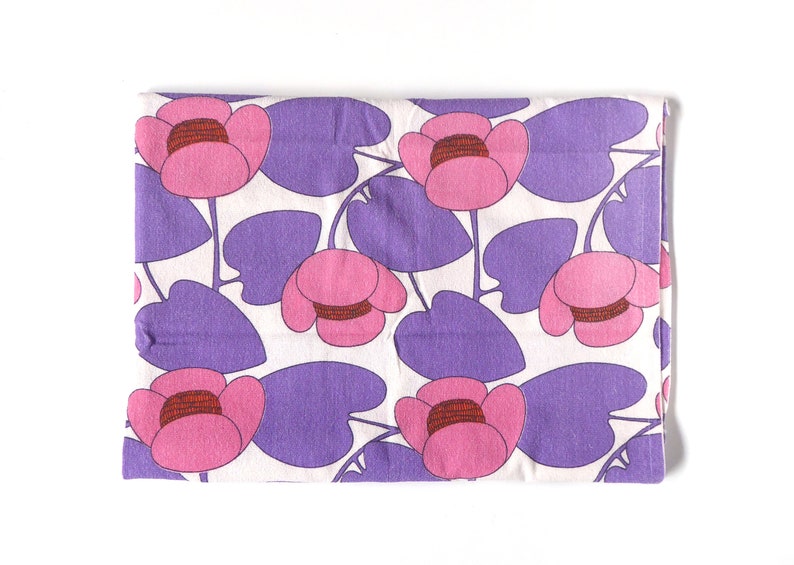 70s terry curtain Gardine water lily Pink Purple