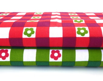 70s fabric "Little Red/ Little Green" selection Ukadan New