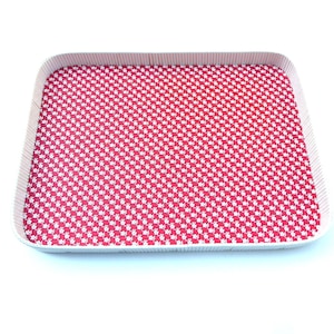 70s tray plate &quot;Millefleurs&quot; red-white wood