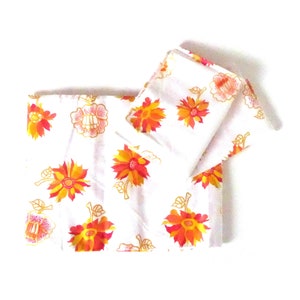 70s bed linen Bedding &quot;Fire Flower&quot; 3pcs. Weiss-Bunt VEB New
