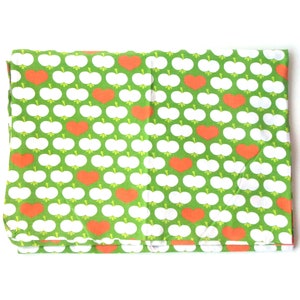 70s children&#39;s bed linen Bedding &quot;Hearty Apples&quot; green-orange