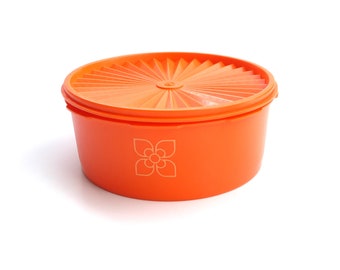 Vintage Tin "Fleur" Orange 21 x 8.5 cm Tupperware