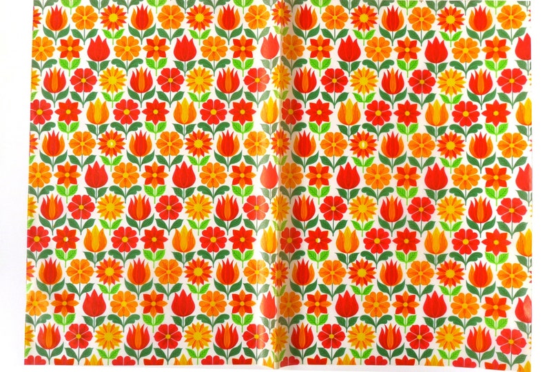 70er Geschenkpapier Einschlagpapier Blumenzauber 5 Stk. 50x70 cm Neu Bild 3