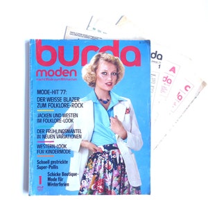 Vintage Burda Moden Magazine magazine 8/1977 sewing pattern booklet Januar 1977