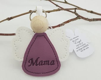 Keychain Angel Guardian Angel as a gift mauve white