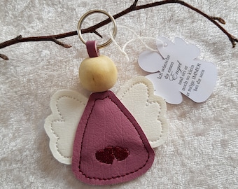 Keychain Angel Guardian Angel as a gift in mauve white