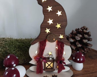 Gnome, gnome woman for autumn, winter or Christmas illuminated, laser file, laser cut, laser file
