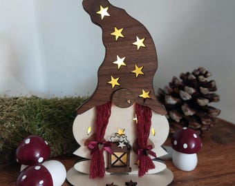 Gnome, gnome woman for autumn, winter or Christmas illuminated, laser file, laser cut, laser file