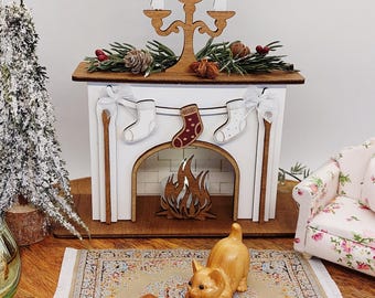 Fireplace with lighting for Christmas decoration, Advent wreath, unique item, laser file, laser cut, laser file