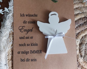 Engel aus Keramin Raysin mit Spruch als kleines Geschenk