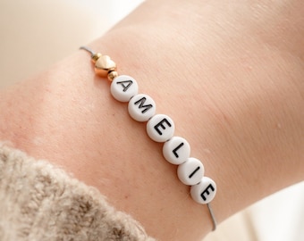 Bracelet personnalisé avec nom / bracelet avec cœur / pour naissance / baptême / naissance / anniversaire / bracelet d’amitié / avec initiales