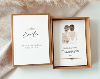 Geschenkschachtel Trauzeugin fragen Box Karte Geschenkbox Hochzeit Brautjungfer Möchtest du meine Trauzeugin sein? Personalisiert