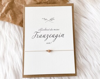 Trauzeugin fragen Hochzeit Armband Möchtest du meine Trauzeugin sein Trauung Geschenk Postkarte Geschenkset