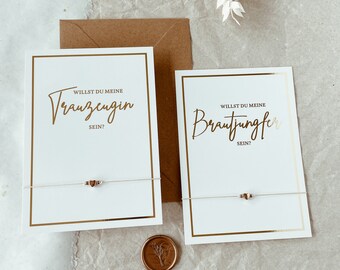 Trauzeugin fragen Armband Geschenk Karte Brautjungfer Hochzeit willst du meine Trauzeugin sein Hochzeitsplanung Verlobung verlobt