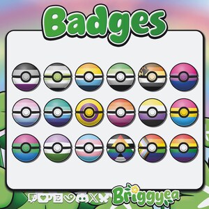Pokeball Pride Twitch Sub or Bit badges set