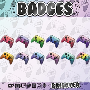Cute Switch Pro Controller Twitch Sub or Bit badges set