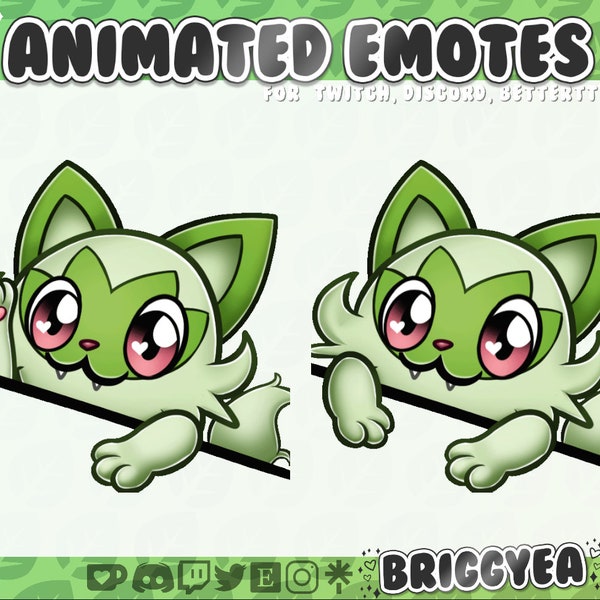 Animated Pokemon Emote Sprigatito Bongo/Taps