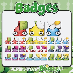 Pikmin Twitch Sub or Bit badges set