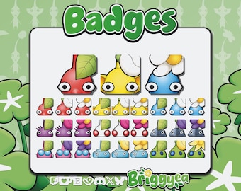 Pikmin Twitch Sub or Bit badges set