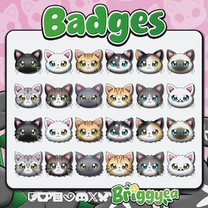Cat Twitch Sub or Bit badges set