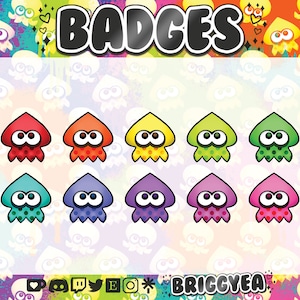 Cute Splatoon Inkling Twitch Sub or Bit badges set