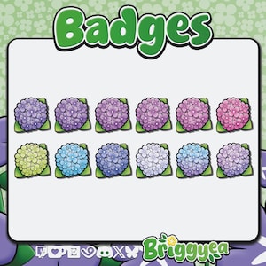 Hydrangea Flower Twitch Sub or Bit badges set