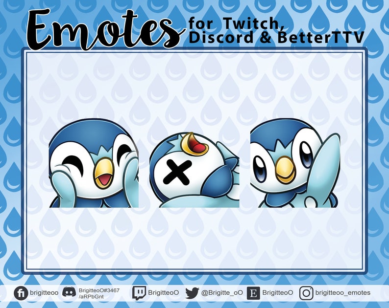 Water Starter Pokemon Piplup Emote Set | Etsy Australia