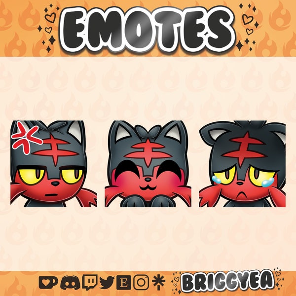 Fire Starter Pokemon Litten emote set